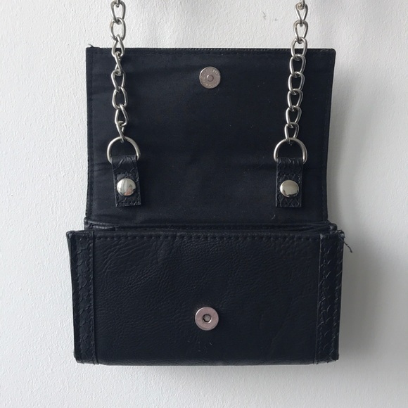 Snake Skin Faux Black Leather Mini Cross Body Bag - Picture 3 of 8